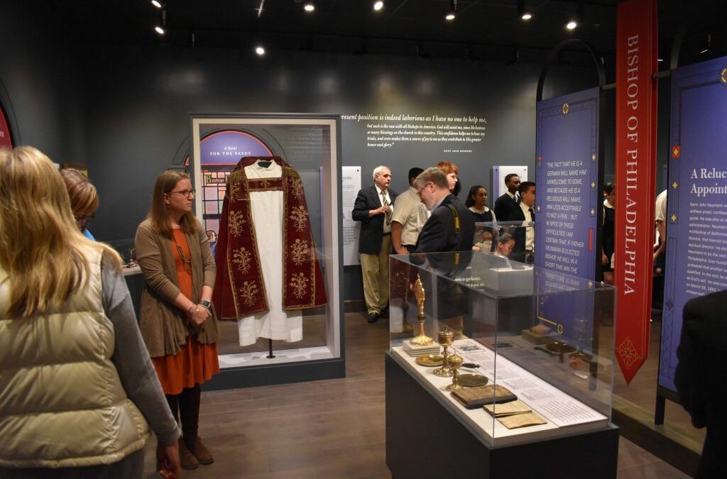 People Looking At Artifacts At The National Shrine Of St John Neumann Church And Museum